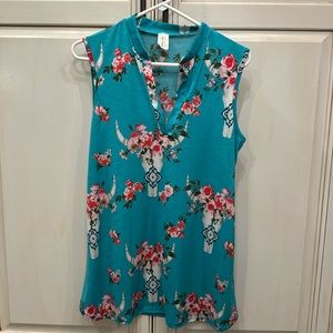 Cow skull sleeveless top